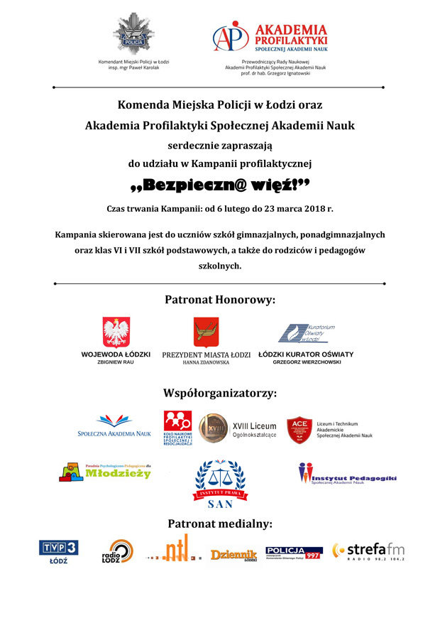 Bezpieczn@ więź! - łódzka kampania profilaktyczna
przeciw cyberzagrożeniom